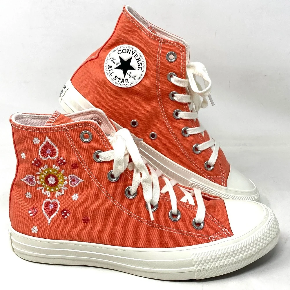 Converse Ctas High Top Shoes For Women Orange Sneakers Casual Canvas A02203F